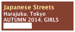 Japanese Streets
Harajuku, Tokyo
AUTUMN 2014, GIRLS
Kjeld Duits